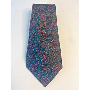 Hunting Horn Classics Mens Silk‎ Paisley Tie Multicolor Turquoise Silk Vtg